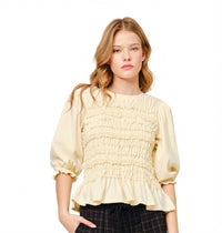 Blusa Rosa  con Mangas Abullonadas