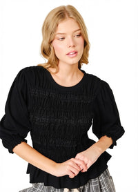 Blusa Rosa  con Mangas Abullonadas