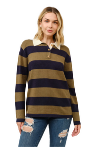 Suéter rayas holgado cuello polo